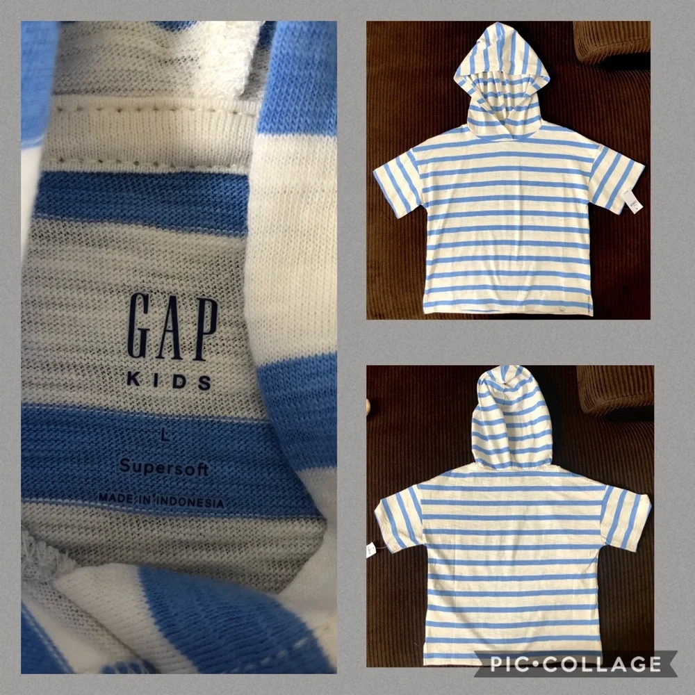 Nwts Gap L (10) Striped Hooded Top